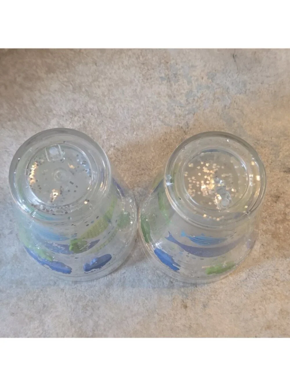 2 Small Thermal Tumblers Juice Glasses Fish Design Plastic Child's